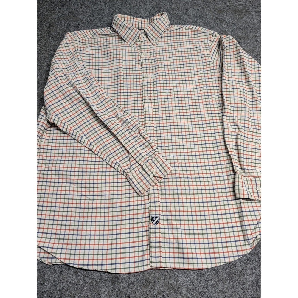 Cremieux Classics Mens XL Button Down Shirt Cotton Tattersall Check Long Sleeve